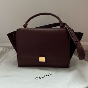 Céline Trapeze in color burgundy and gold hardware